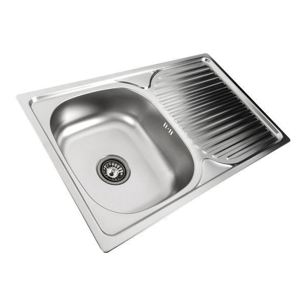 Кухонна мийка з нержавіючої сталі прямокутна Platinum ДЕКОР 7848 (0,8/180 мм) 11498 фото