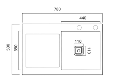 Набор кухонной мойки 78*50С R нержавейка Platinum Handmade (Углубленная полка) 28039 фото