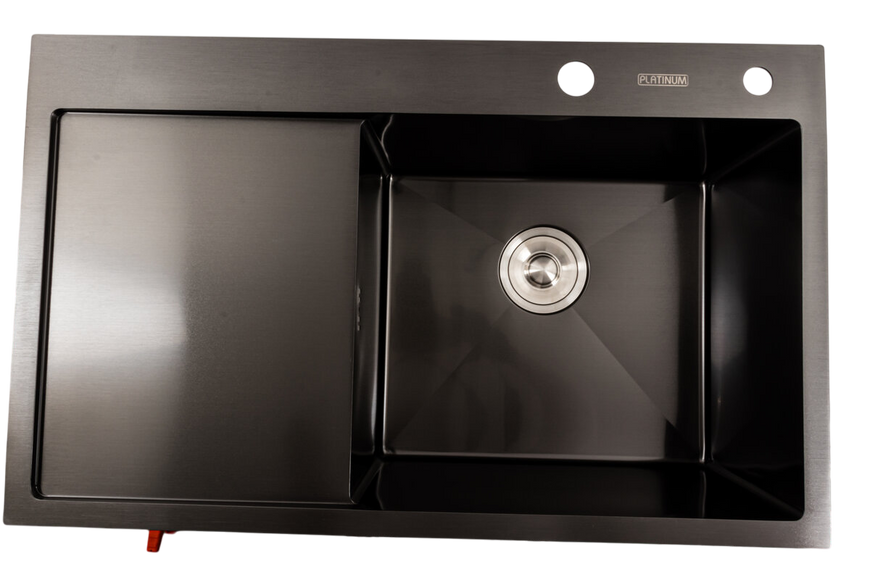 Набор кухонной мойки со смесителем Platinum Handmade черная PVD 78*48 R 28085 фото