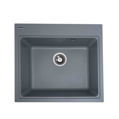 Гранітна мийка для кухні Platinum 5852 VESTA матова Сірий металік 3531 фото