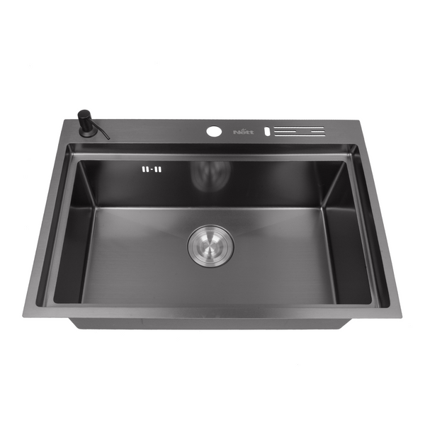 Чорна кухонна мийка з неіржавкої сталі накладна Nett NB-7048 23996 фото