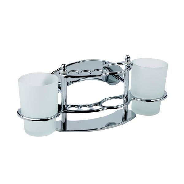 Склянка подвійна з тримачем зубних щіток для ванної кімнати Kroner KRM Rizze - ACC311 CV022906 фото