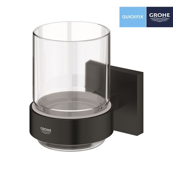 Склянка з тримачем для ванної кімнати Grohe QuickFix Start Cube 410972430 CV033756 фото