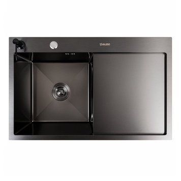 Кухонна мийка CM 78*50 L чорна PVD VALESO Handmade (круглий сифон 3,0/0,8) 45905 фото