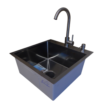 Комплект кухонної мийки Kraft HM 50х50 NANO BLACK (DECOR) PVD (3.0/1.0 мм) SМ044 фото