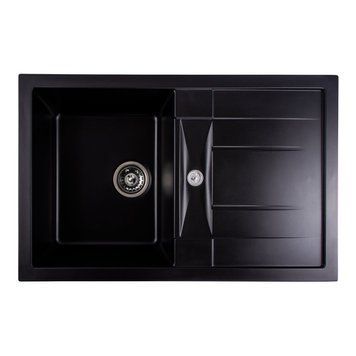 Гранітна мийка VALESO 7850 TROYA матова, чорна 54053 фото