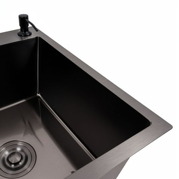 Комплект кухонної мийки CM 78*50 R чорна PVD VALESO Handmade (3,0/0,8) S4752 фото