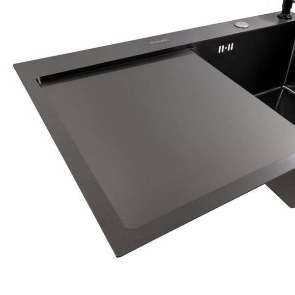 Комплект кухонної мийки CM 78*50 R чорна PVD VALESO Handmade (3,0/0,8) S4752 фото