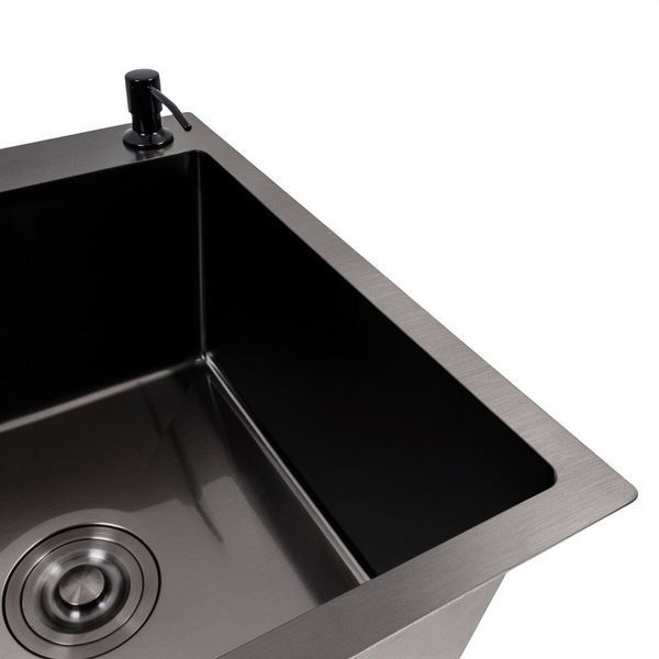 КОМПЛЕКТ Valeso Handmade мойка CM 65*50 R PVD черная + смеситель XK09B черный 53551 фото