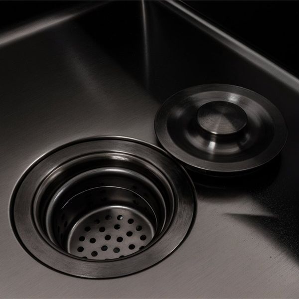 Кухонная мойка CM 78*50 L черная PVD VALESO Handmade (круглый сифон 3,0/0,8) 45905 фото