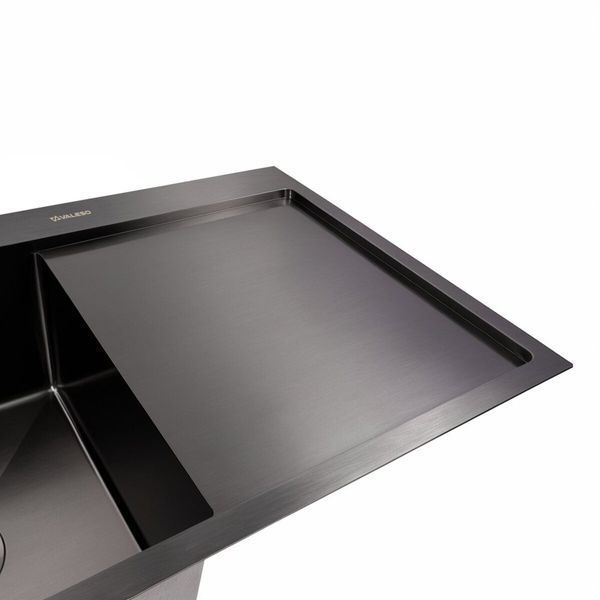 Кухонная мойка CM 78*50 L черная PVD VALESO Handmade (круглый сифон 3,0/0,8) 45905 фото