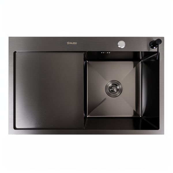 Комплект кухонної мийки CM 78*50 R чорна PVD VALESO Handmade (3,0/0,8) S4752 фото