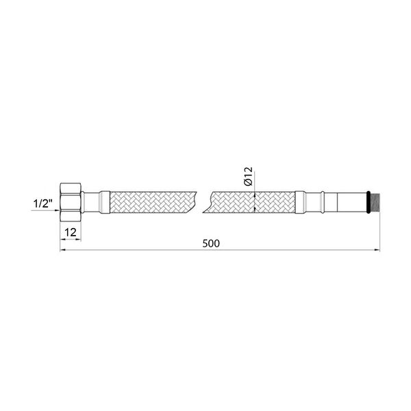 Гнучка підводка для підключення змішувача Kroner KRP - 50 1/2"хМ10 в обплетенні з нержавіючої сталі (пара) CV023688 фото