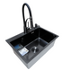 Комплект кухонной мойки Kraft NANO BLACK PVD HS60*45 (3.0/1.0 мм) декор S5003 фото 4