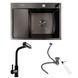 КОМПЛЕКТ Valeso Handmade мойка CM 65*50 R PVD черная + смеситель XK09B черный 53551 фото 1