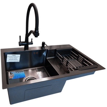 Комплект кухонної мийки Kraft&nbsp;HM&nbsp;- 7848 ARB&nbsp;PVD&nbsp;(3.0/1.0 мм) S4811 фото
