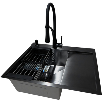 Комплект кухонної мийки Kraft NANO BLACK PVD HS 65х48 (3.0/1.0 мм) SM8804 фото