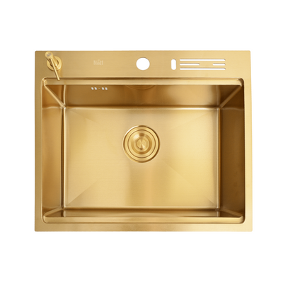 Мийка для кухні золота з нержавійки з PVD покриттям багатофункціональна Nett NG-5747 1910386028 фото