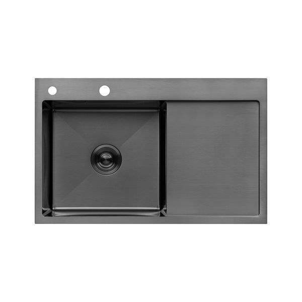Комплект кухонная мойка Kroner Schwarze-7849LHM PVD + смеситель Edelstahl Klassisch-SCH035PVD + дозатор Spender-026 CVS30118 фото