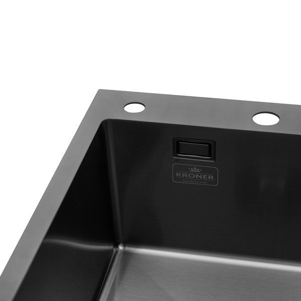 Комплект кухонная мойка Kroner Schwarze-7849LHM PVD + смеситель Edelstahl Klassisch-SCH035PVD + дозатор Spender-026 CVS30118 фото