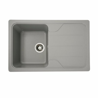 Гранітна мийка для кухні Platinum 7850 VERONA матова Сірий металік 3592 фото