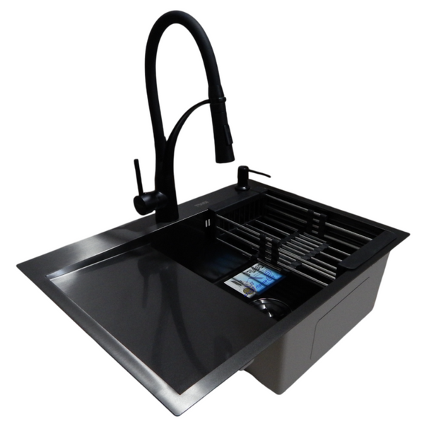 Комплект кухонної мийки Kraft NANO BLACK PVD HS 65х48 (3.0/1.0 мм) S3647 фото