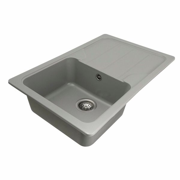 Гранітна мийка для кухні Platinum 7850 VERONA матова Сірий металік 3592 фото