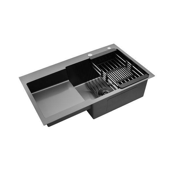 Комплект кухонная мойка Kroner Schwarze-7848RHM PVD + смеситель Edelstahl Klassisch-SCH035PVD + дозатор Spender-SCH049 CVS30120 фото