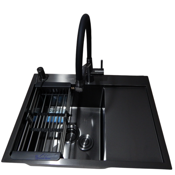 Комплект кухонної мийки Kraft NANO BLACK PVD HS 65х48 (3.0/1.0 мм) S3648 фото