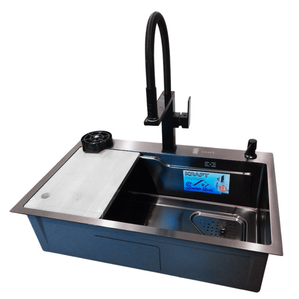 Комплект кухонної мийки Kraft HM 6845 NANO BLACK S4863 фото