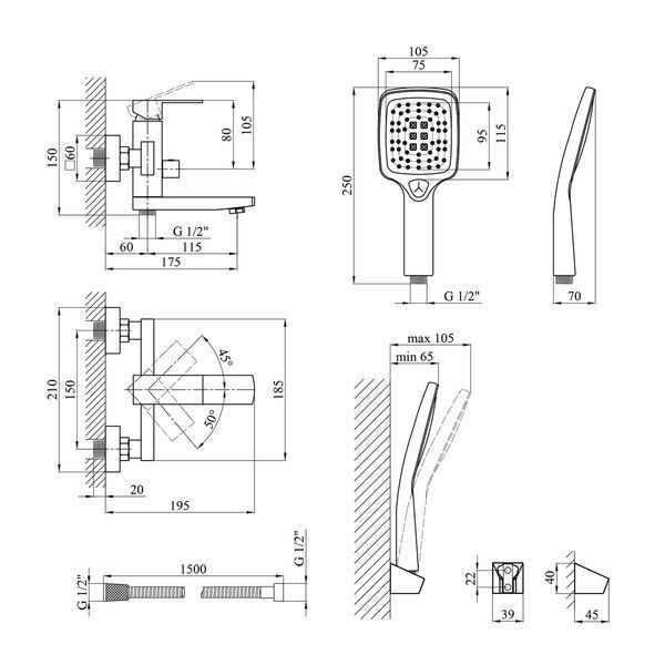 Набор смесителей Edelstahl Kubus-SCH010 + смеситель Edelstahl Kubus-SCH060 CVS30160 фото