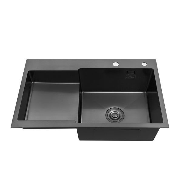 Комплект кухонная мойка Kroner Schwarze-7848RHM PVD + смеситель Edelstahl Klassisch-SCH035PVD + дозатор Spender-SCH049 CVS30120 фото