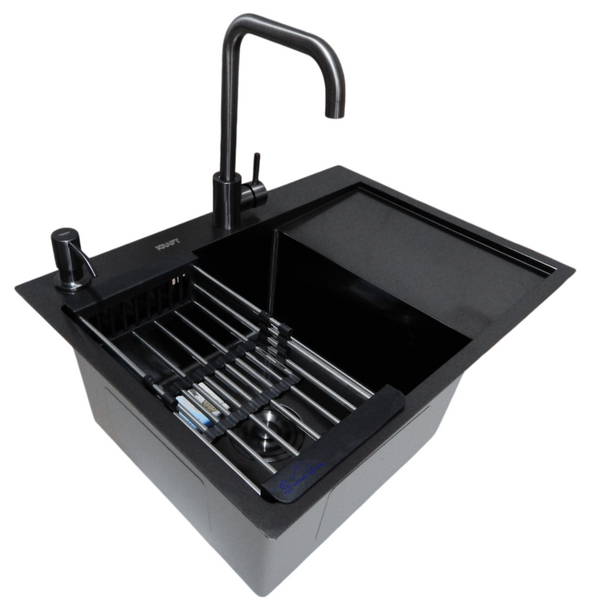 Комплект кухонної мийки Kraft NANO BLACK PVD HS 65х48 (3.0/1.0 мм) S3649 фото