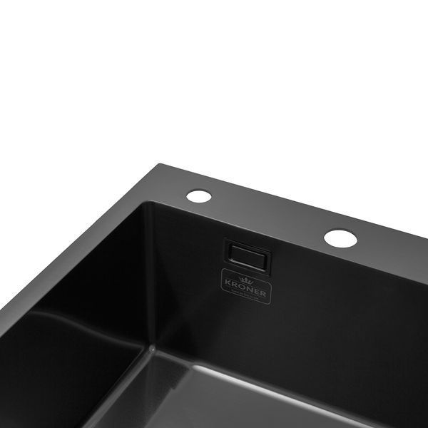 Комплект кухонна мийка Kroner Schwarze-7848LHM PVD + змішувач Edelstahl Klassisch-SCH035PVD + дозатор Spender-SCH049 CVS30121 фото