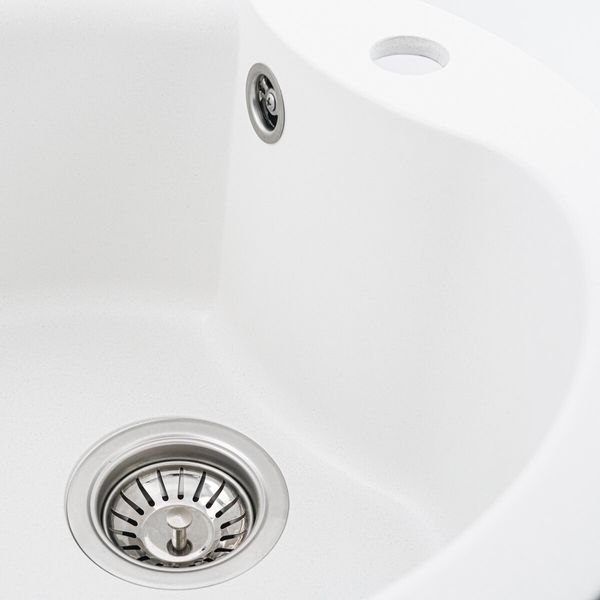 Гранітна мийка для кухні Platinum 480 TURAS матова Білосніжна 3306 фото