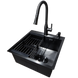 Комплект кухонной мойки Kraft HM 50х50 NANO BLACK PVD (3.0/1.0 мм) DEKOR S5701 фото 1