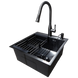 Комплект кухонной мойки Kraft HM 50х50 NANO BLACK PVD (3.0/1.0 мм) DEKOR S5701 фото 3