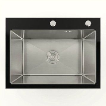 60*45 Мийка скляна Valeso Handmade PVD чорна BLACK GLASS 53378 фото