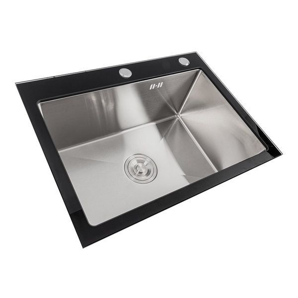 60*45 Мийка скляна Valeso Handmade PVD чорна BLACK GLASS 53378 фото