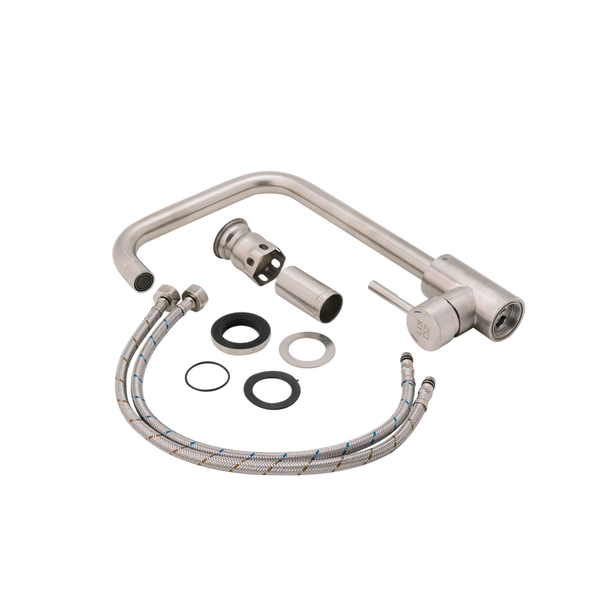 Комплект кухонної мийки Lidz Handmade H5050 Brushed Steel 3,0/1,0 мм S4815 фото