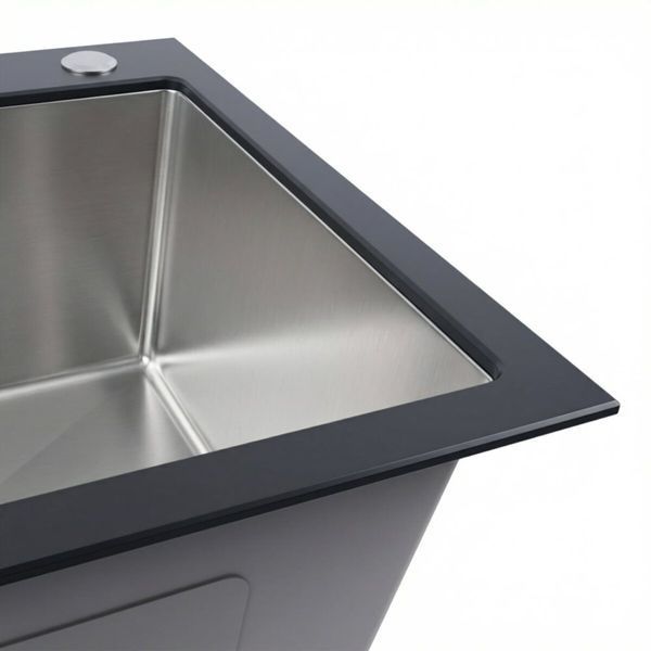 60*45 Мийка скляна Valeso Handmade PVD чорна BLACK GLASS 53378 фото
