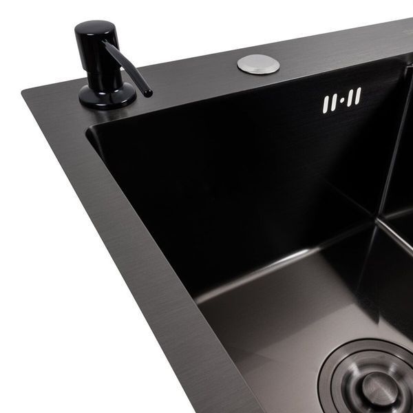 Кухонная мойка CM 58*48 L черная PVD VALESO Handmade (круглый сифон 3,0/0,8) 45897 фото