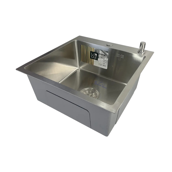 Комплект кухонної мийки Lidz Handmade H5050 Brushed Steel 3,0/1,0 мм S4815 фото