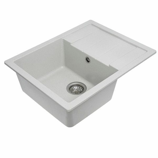 Гранітна мийка для кухні Platinum 6550 INTENSO матова Біла в крапку 3462 фото