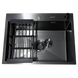 Комплект кухонной мойки Kraft NANO BLACK PVD Декор HS60*45 (3.0/1.0 мм)+Смеситель для кухни с гибким изливом Pllen&oacute; S3700 фото 16