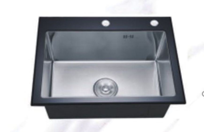 60*45 Мийка скляна Valeso Handmade PVD чорна BLACK GLASS 53378 фото