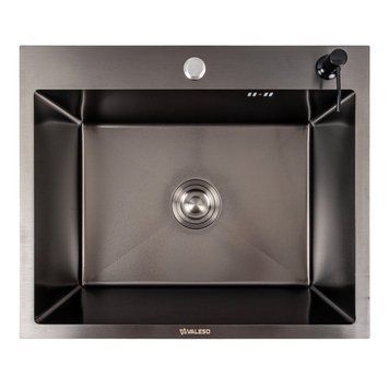 Кухонная мойка 60*50 PVD черная VOLCANIC VALESO Handmade (3,0/1,0) 23565 фото