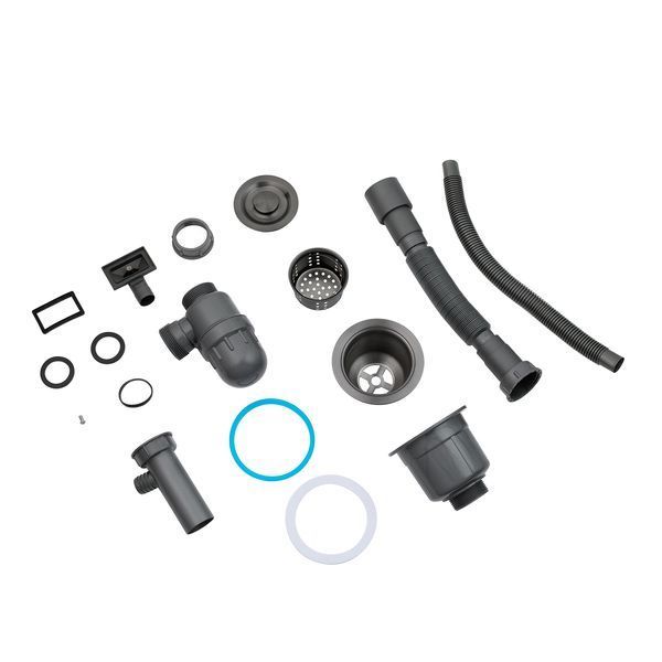 Комплект кухонной мойки Kraft HS 600Х450 NANO BLACK PVD (3.0/1.0 мм) S3751 фото