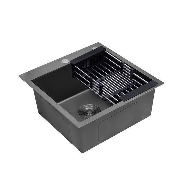 Комплект кухонної мийки Kroner KRP Schwarze - 5050HM PVD (3.0/1.0 мм) S4756 фото