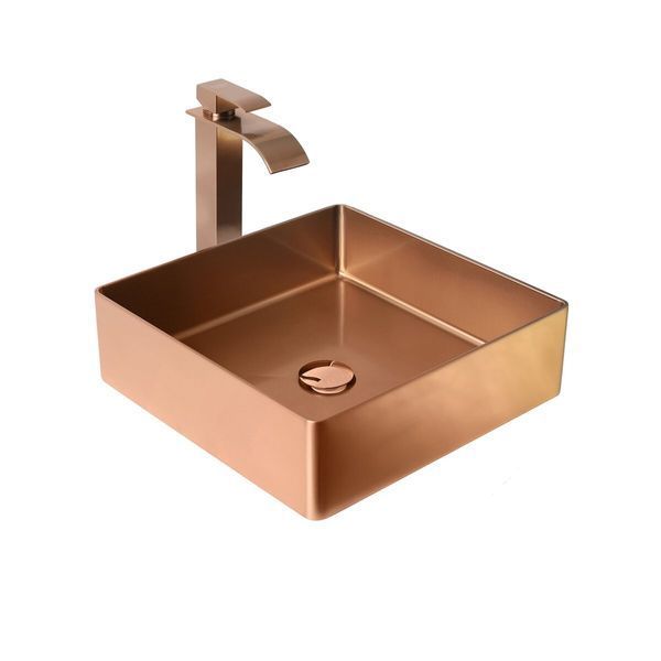 Умивальник Platinum Handmade PVD мідний 400x400 мм 23601 фото